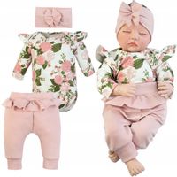 KOMPLET DZIEWCZĘCY SPODENKI Z BODY 3cz. róże 80