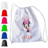 WOREK PLECAK SPORTOWY NA WF DLA DZIECI - MYSZKA MINNIE + IMIĘ! BAJKA KROPKI