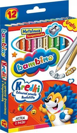 KREDKI BAMBINO GRUBE 12 kolorów TEMPERÓWKA gratis na Arena.pl