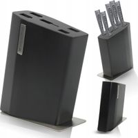 UNIWERSALNY STOJAK NA NOŻE KUCHENNE BLOK CZARNE DREWNO NOWOCZESNY DESIGN