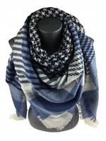 Jordan Collection - ciepła chusta krata niebieski granatowy 57 140x140cm