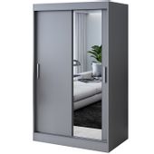 Szafa Przesuwna 120cm HUGO Antracyt Garderoba 2 wnętrza