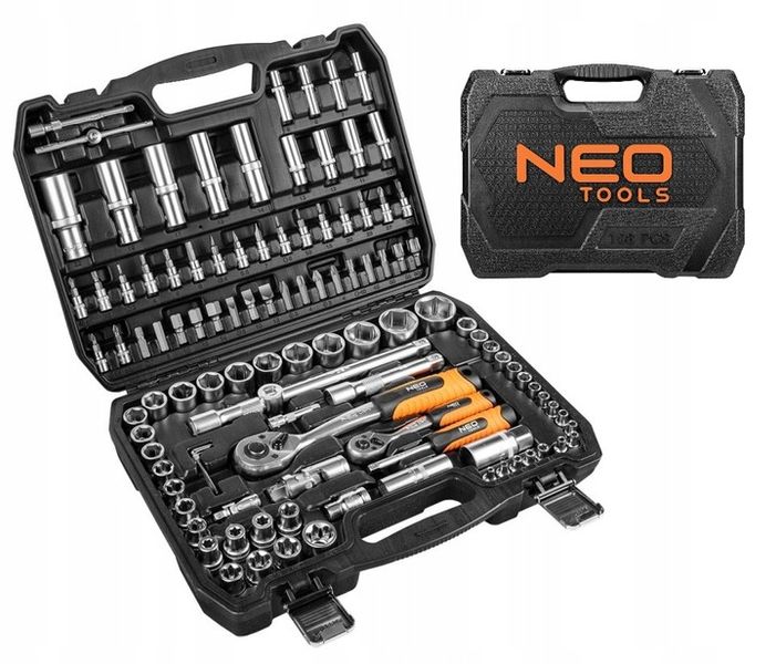 NEO TOOLS Zestaw kluczy 108 elementów 1/2 1/4 10-212 WALIZKA NASADKI KPL zdjęcie 1