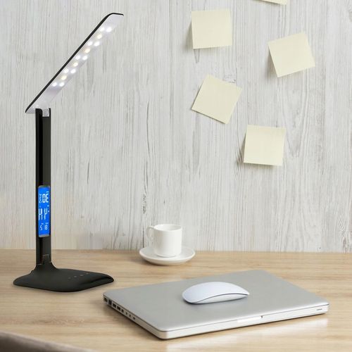 LAMPKA LED BIURKOWA SZKOLNA BIURKO WYŚWIETLACZ LCD ZEGAR DATA TEMPERATURA na Arena.pl