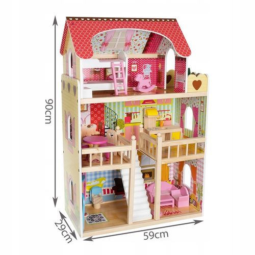 Domek dla Lalek Duży XXL Drewniany Mebelki Oświetlenie LED Akcesoria Meble na Arena.pl