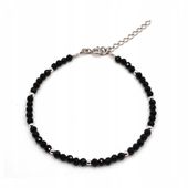 Bransoletka czarny turmalin 3mm hematyt srebro 925