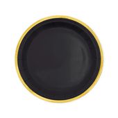 Talerzyki papierowe czarne ze złotym brzegiem Classic Gold, 18 cm 6 szt.