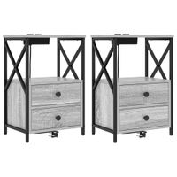 Nocna szafka z stacją ładującą 2 pcs Szary dąb sonoma