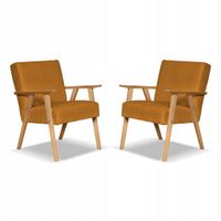 Fotel PRL zestaw retro vintage SOLER Family Meble musztardowy welur Hunter