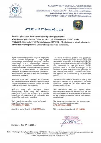 Biopaliwo do biokominka ATEST PZH bioetanol 5l na Arena.pl