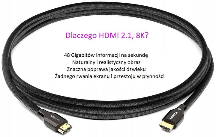 Kabel HDMI 2.1 Ultra High Speed 8K PREMIUM 2m zdjęcie 12