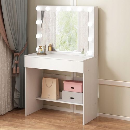 TOALETKA KOSMETYCZNA MAKIJAŻU WIZAŻU Z LUSTREM LED NOWOCZESNA LOFT GLAMOUR na Arena.pl