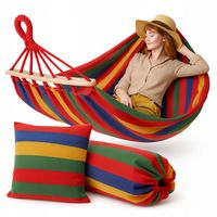 HAMAK OGRODOWY DWUOSOBOWY XXL NAJWIĘKSZY 290x150 TORBA+PODUSZKA 60 CM PAŁĄK