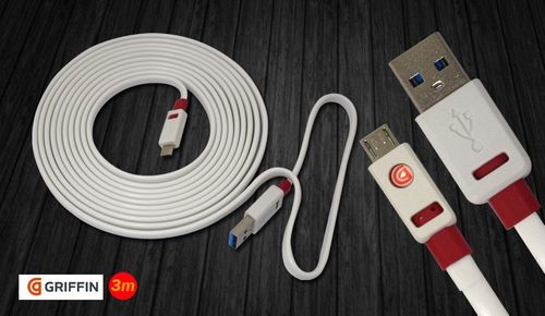 Oryginalny kabel GRIFFIN micro USB płaski 3m na Arena.pl