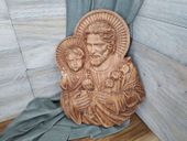 Obraz płaskorzeźba drewniany na prezent Święty Józef z Jezuskiem 25cm