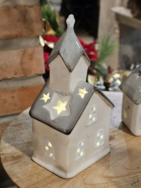 Kościół ceramiczny ozdoba LED zdjęcie 3