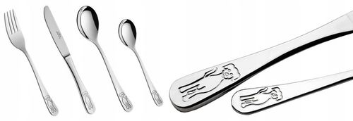 GERLACH SZTUĆCE DZIECI DZIECIĘCE KOMPLET 4EL PIESKI STAL NIERDZEWNA BON TON na Arena.pl