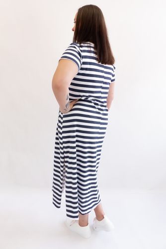 Długa Sukienka w Paski z Łapaczem Snów Granatowo-Biała UNI na Arena.pl