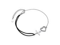 Bransoletka szczęścia celebrytka serce linia życia tętno puls bawełna cyrkonie srebro 925 Z1533B_B