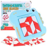układanka dino 3d ukryte klocki gra logiczna planszowa tangram - niebieska