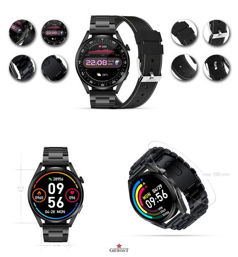 Smartwatch Giewont Vertex SmartCall GW450-2 Carbon/Carbon Leather na Arena.pl