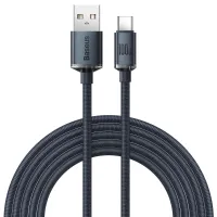 kabel usb do usb-c baseus crystal shine, 100w, 2m (czarny)