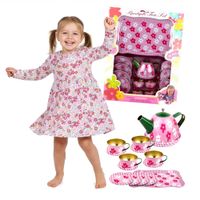 Kwiaty różowy zestaw do kawy herbaty dzbanek filiżanki PREZENT Dziewczynki