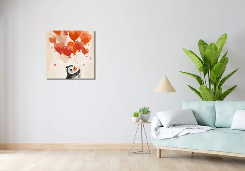 Obraz 60x60cm Pingwinek z Balonami na Arena.pl