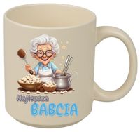 KUBEK Z NADRUKIEM PREZENT DZIEŃ BABCI URODZINY BABCIA IMIENINY BEŻOWY MAT
