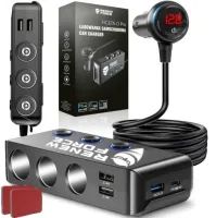 ROZDZIELACZ GNIAZDA ZAPALNICZKI 12-24V 4xUSB WOLTOMIERZ QC 3.0 7W1 120W