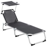 Leżak ogrodowy, składany z daszkem, antracyt 187 cm
