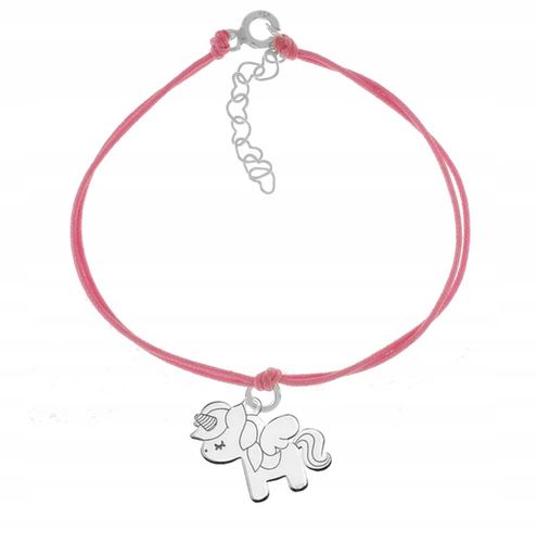 BRANSOLETKA SREBRNA DZIECIĘCA JEDNOROŻEC KONIK SZNUREK SREBRO 925 na Arena.pl