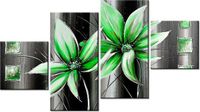 90CM 160 OBRAZ 4 ELEM KWIATY ZIELONO ŚCIENNY