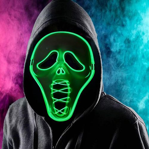 Maska Halloween LED Krzyk Ghost Scream Świecąca Straszna 3 Tryby Gąbka na Arena.pl