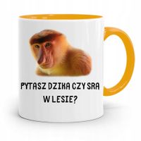 Kubek Żółty Śmieszny Zabawny Pytasz Dzika Czy Sra Z Nadrukiem Ze Zdjęciem