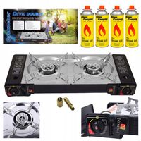 KUCHENKA TURYSTYCZNA GAZOWA PRZENOŚNA DWUPALNIKOWA NA BUTLE GAZ 4x KARTUSZ