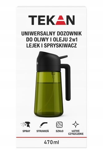 DOZOWNIK DO OLIWY OCTU OLEJU SPRYSKIWACZ NALEWAK TEKAN 470ML SZKLANY na Arena.pl