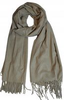 Cashmere - ciepły modny szalik frędzle srebrne dżety Beżowy 08