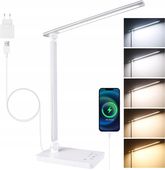 Lampka Biurkowa LED z Ładowarką indukcyjną Składana Biała