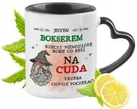 Dla Boksera Kubek Czarny Z Uszkiem W Kształcie Serca Na Prezent Z Nadrukiem
