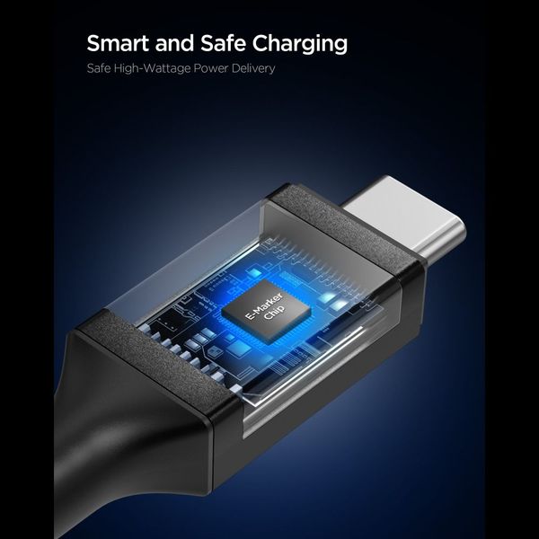 spigen eb10015cc essential type-c cable 100w 150cm black zdjęcie 5