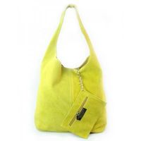 ŻÓŁTY ZAMSZOWY WOREK SHOPPER BAG WŁOSKA SKÓRZANA TORBA XL A4 W456GL KEMER