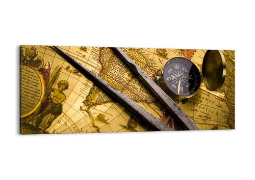 Obraz Na Płótnie - Mapa Kompas - 120X50 Cm - Ab120X50-0146 na Arena.pl