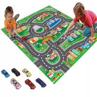 SUPER DUŻA MATA MIASTO ULICE 80x70 + 6 resoraków AUTKA DYWANIK DO POKOJU