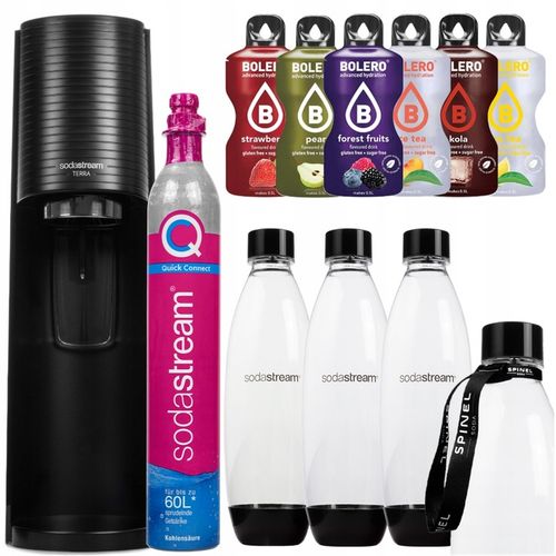 ZESTAW SATURATOR DO GAZOWANEJ WODY SODASTREAM TERRA BLACK + BUTELKI na Arena.pl