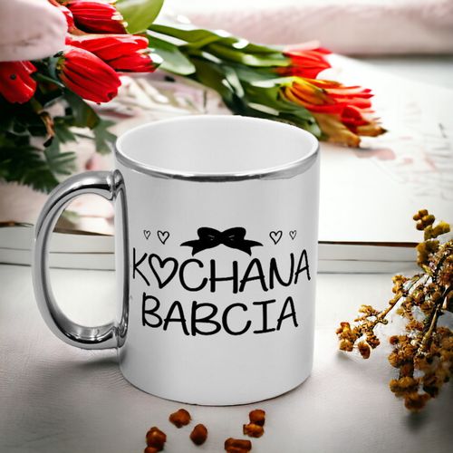 Kubek srebrny z nadrukiem grafiką prezent Dzień Babci różne wzory Babcia na Arena.pl