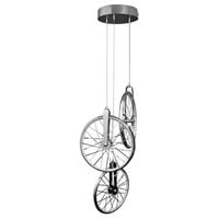 Rustykalna LAMPA wisząca BICYKL 307569 Polux metalowa OPRAWA zwis LED 33W 3000K kaskada koła rowerowe circles chrom