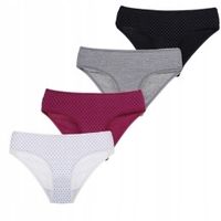 4 x Figi bawełniane 95% damskie majtki bikini Moraj kropeczki paski r. M