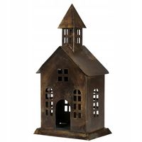LAMPION ŚWIĄTECZNY DOM DOMEK KOŚCIÓŁ metalowy loft świecznik na święta 31cm