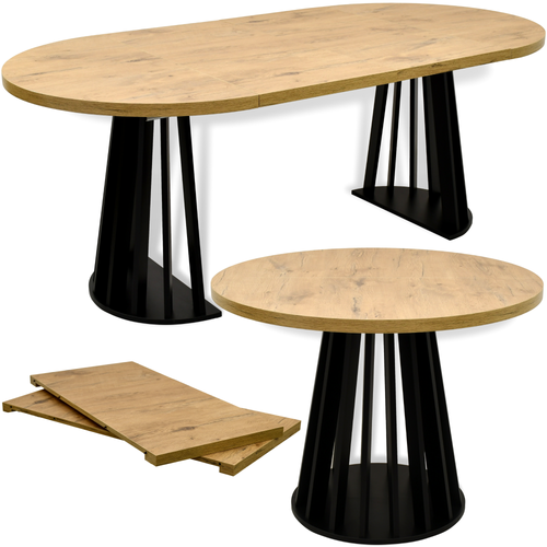 Mały okrągły stół 80 cm rozkładany do 160 LAMELE z 4 krzesłami tapicerowane na Arena.pl